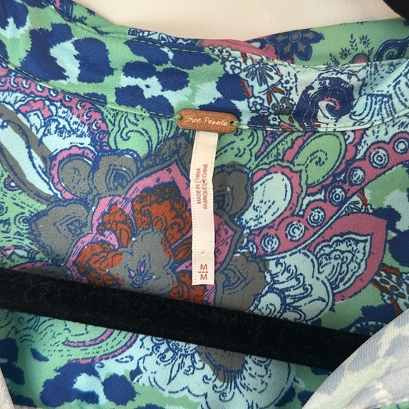 Free People X Revolve Bianca Printed Button Front Blouse Jade Combo medium - Picture 5 of 7